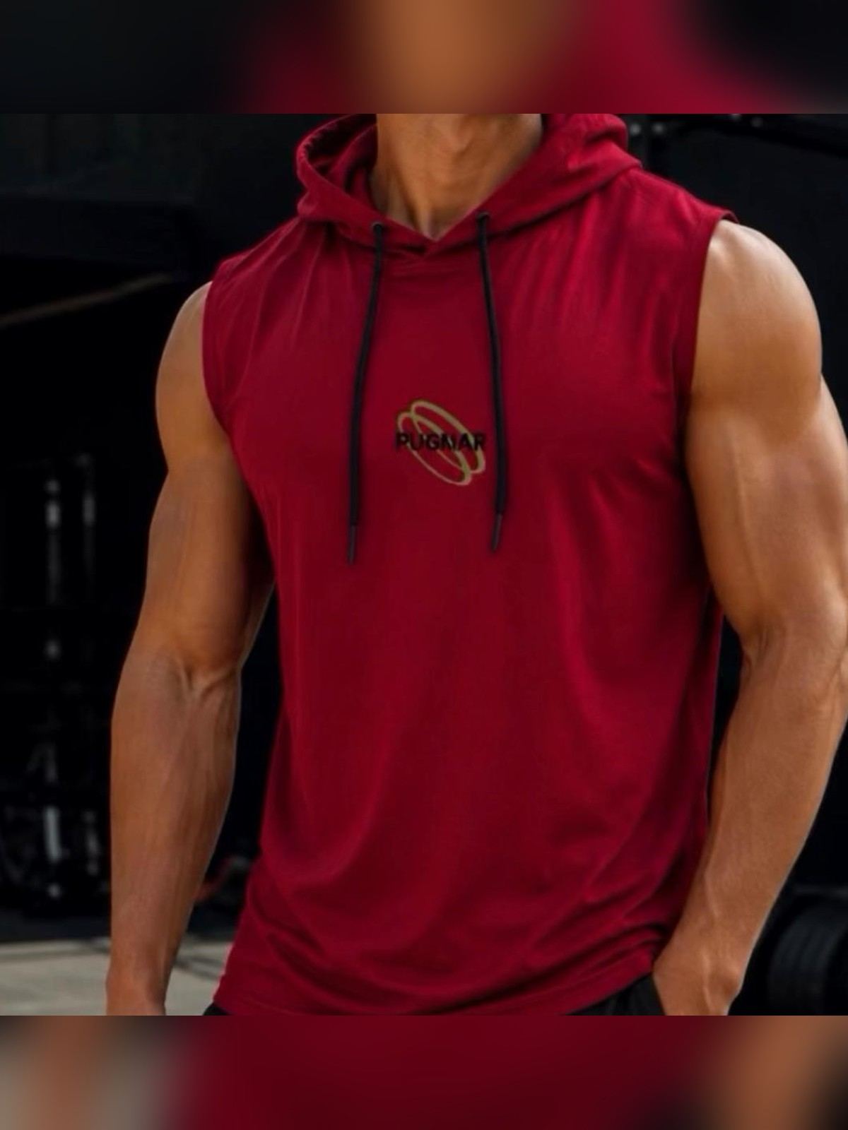 T-shirt manga cavada com capuz 2 — bordo — Regatas — Pugnar