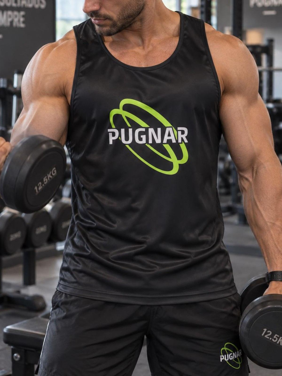 T-shirt manga cavada poliéster ou algodão — preto — Regatas — Pugnar