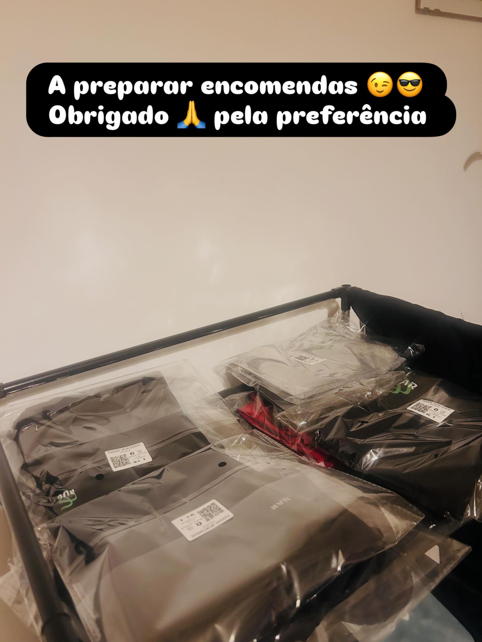 Encomendas Pugnar embaladas e etiquetadas, prontas para envio